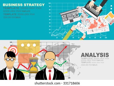 Flat design illustration concepts for business analysis and planning, consulting, team work, project management, brainstorming, research and development. Concepts web banner and printed materials.