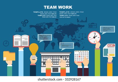 Flat design illustration concepts for business analysis and planning, consulting, team work, project management,financial report and strategy . Concepts web banner and printed materials.