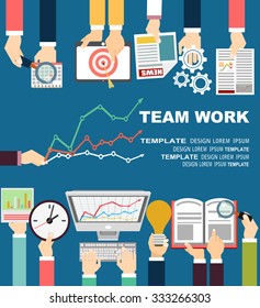 Flat design illustration concepts for business analysis and planning, consulting, team work, project management,financial report and strategy . Concepts web banner and printed materials.