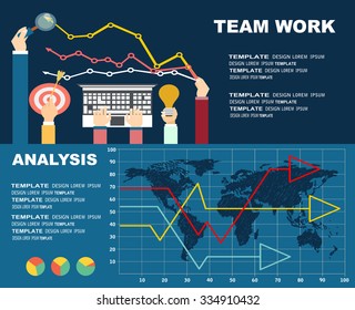 Flat design illustration concepts for business analysis and planning, consulting, team work, project management,financial report and strategy . Concepts web banner and printed materials.