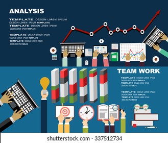 Flat design illustration concepts for business analysis and planning, consulting, team work, project management,financial report and strategy . Concepts web banner and printed materials.