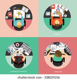 Flat design illustration concepts for business analysis and planning, consulting, startup, dig idea, project management,financial report and strategy . Concepts web banner and printed materials.