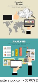 Flat design illustration concepts for business analysis and planning, consulting, team work, project management, brainstorming, research and development. Concepts web banner and printed materials.