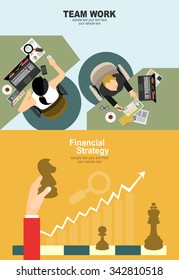 Flat design illustration concepts for business analysis and planning, consulting, team work, project management,financial report and strategy . Concepts web banner and printed materials.