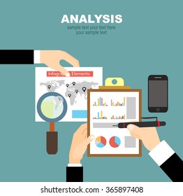 Flat design illustration concepts for business analysis and planning, financial strategy, consulting,project management and development. Concept to building successful business