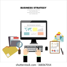 Flat design illustration concepts for business strategy. Concepts for web banner and promotional material.