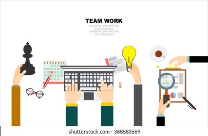 Flat design illustration concepts for business analysis and planning, consulting, team work, project management,financial report and strategy . Concepts web banner and printed materials.