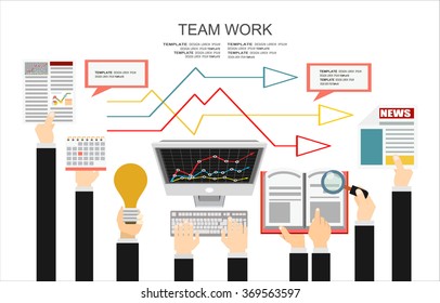 Flat design illustration concepts for business analysis and planning, consulting, team work, project management,financial report and strategy . Concepts web banner and printed materials.