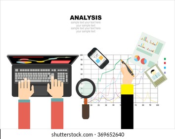 Flat design illustration concepts for business analysis and planning, consulting, team work, project management,financial report and strategy . Concepts web banner and printed materials.