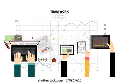Flat design illustration concepts for business analysis and planning, consulting, team work, project management,financial report and strategy . Concepts web banner and printed materials.