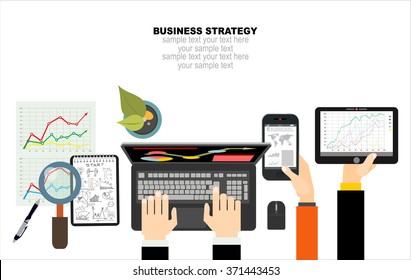 Flat design illustration concepts for business analysis and planning, consulting, team work, project management,financial report and strategy . Concepts web banner and printed materials.