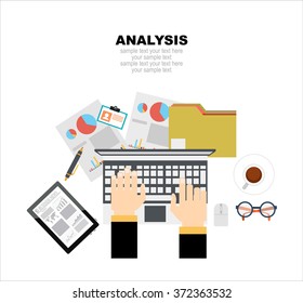 Flat design illustration concepts for business analysis and planning, consulting, team work, project management, financial report and strategy . Concepts web banner and printed materials.