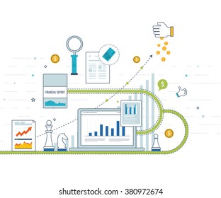 Flat design illustration concepts for business analysis and planning, financial strategy. Investment business.