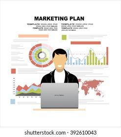 Flat design illustration concepts for business plan and marketing plan. Concepts for web banner and promotional material.
