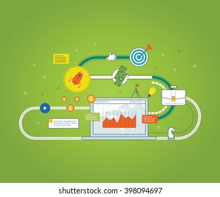 Flat design illustration concepts for business analysis and planning, financial strategy. Investment business. 