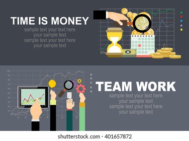 Flat design illustration concepts for business analysis and planning, consulting, team work, project management, brainstorming,Money . Concepts web banner and printed