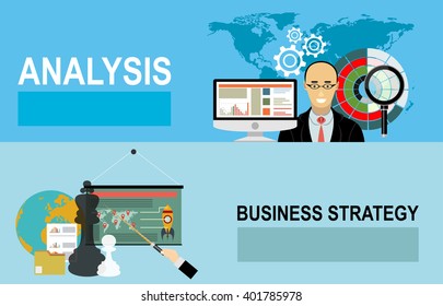 Flat design illustration concepts for business analysis and planning, consulting, team work, project management, financial report and strategy . Concepts web banner and printed materials.