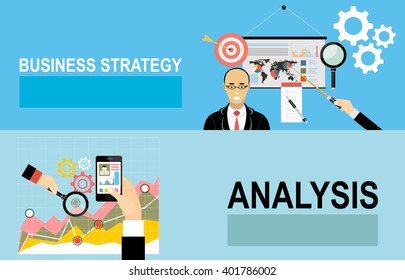 Flat design illustration concepts for business analysis and planning, consulting, team work, project management, financial report and strategy . Concepts web banner and printed materials.