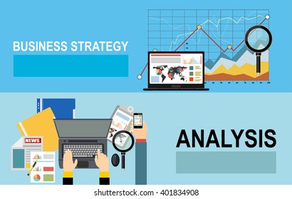 Flat design illustration concepts for business analysis and planning, consulting, team work, project management, financial report and strategy . Concepts web banner and printed materials.