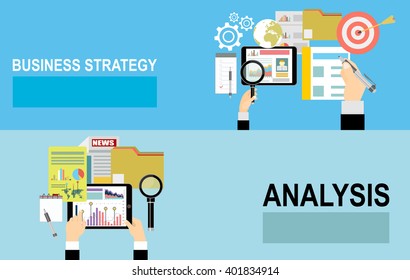 Flat design illustration concepts for business analysis and planning, consulting, team work, project management, financial report and strategy . Concepts web banner and printed materials.