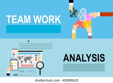 Flat design illustration concepts for business analysis and planning, consulting, team work, project management, financial report and strategy . Concepts web banner and printed materials.