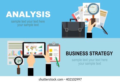 Flat design illustration concepts for business analysis and planning, consulting, team work, project management, financial report and strategy . Concepts web banner and printed materials.