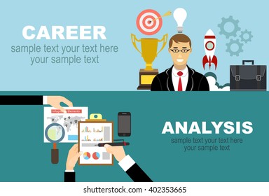 Flat design illustration concepts for business analysis and planning, consulting, team work, project management, financial report and strategy . Concepts web banner and printed materials.