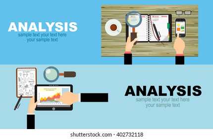 Flat design illustration concepts for business analysis and planning, consulting, team work, project management, financial report and strategy . Concepts web banner and printed materials.
