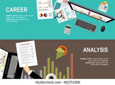 Flat design illustration concepts for business analysis and planning, consulting, team work, project management, financial report and strategy . Concepts web banner and printed materials.