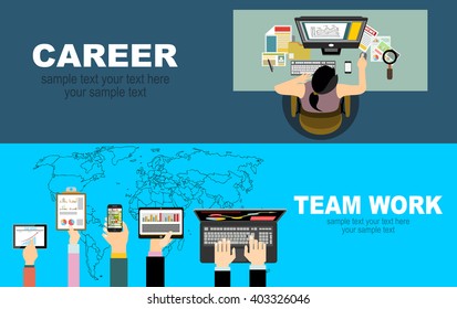 Flat design illustration concepts for business analysis and planning, consulting, team work, project management, financial report and strategy . Concepts web banner and printed materials.
