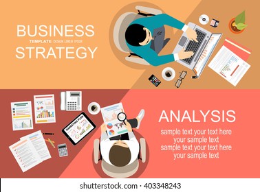 Flat design illustration concepts for business analysis and planning, consulting, team work, project management, financial report and strategy . Concepts web banner and printed materials.