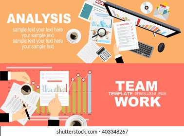 Flat design illustration concepts for business analysis and planning, consulting, team work, project management, financial report and strategy . Concepts web banner and printed materials.