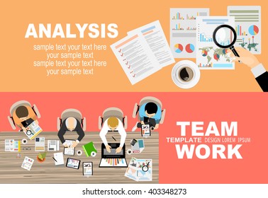Flat design illustration concepts for business analysis and planning, consulting, team work, project management, financial report and strategy . Concepts web banner and printed materials.