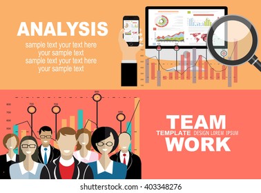 Flat design illustration concepts for business analysis and planning, consulting, team work, project management, financial report and strategy . Concepts web banner and printed materials.