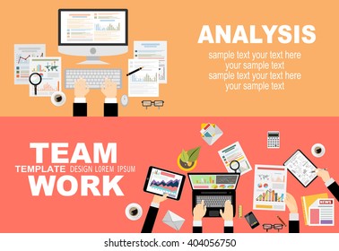 Flat design illustration concepts for business analysis and planning, consulting, team work, project management, financial report and strategy . Concepts web banner and printed materials.