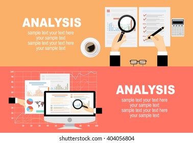 Flat design illustration concepts for business analysis and planning, consulting, team work, project management, financial report and strategy . Concepts web banner and printed materials.