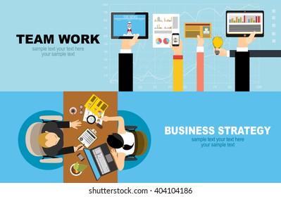 Flat design illustration concepts for business analysis and planning, consulting, team work, project management, financial report and strategy . Concepts web banner and printed materials.