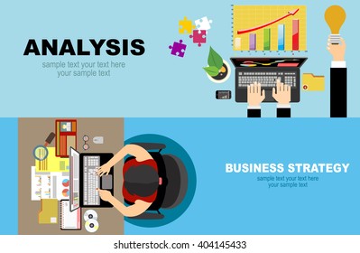 Flat design illustration concepts for business analysis and planning, consulting, team work, project management, financial report and strategy . Concepts web banner and printed materials.
