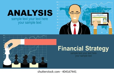 Flat design illustration concepts for business analysis and planning, consulting, team work, project management, financial report and strategy . Concepts web banner and printed materials.