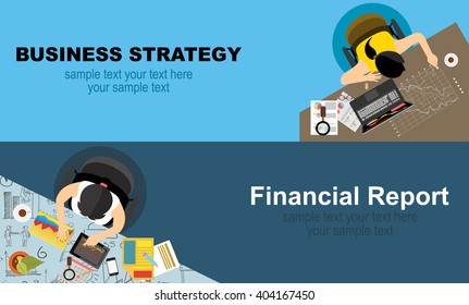 Flat design illustration concepts for business analysis and planning, consulting, team work, project management, financial report and strategy . Concepts web banner and printed materials.