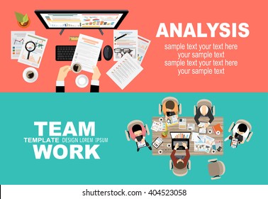 Flat design illustration concepts for business analysis and planning, consulting, team work, project management, financial report and strategy . Concepts web banner and printed materials.