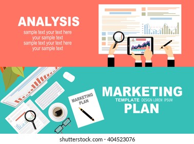 Flat design illustration concepts for business analysis and planning, consulting, team work, project management, financial report and strategy . Concepts web banner and printed materials.