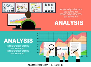 Flat design illustration concepts for business analysis and planning, consulting, team work, project management, financial report and strategy . Concepts web banner and printed materials.