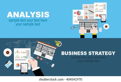 Flat design illustration concepts for business analysis and planning, consulting, team work, project management, financial report and strategy . Concepts web banner and printed materials.