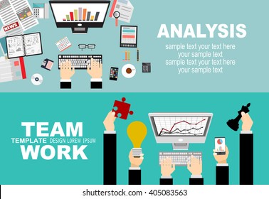 Flat design illustration concepts for business analysis and planning, consulting, team work, project management, financial report and strategy . Concepts web banner and printed materials.