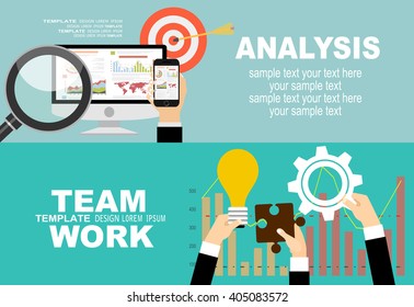 Flat design illustration concepts for business analysis and planning, consulting, team work, project management, financial report and strategy . Concepts web banner and printed materials.