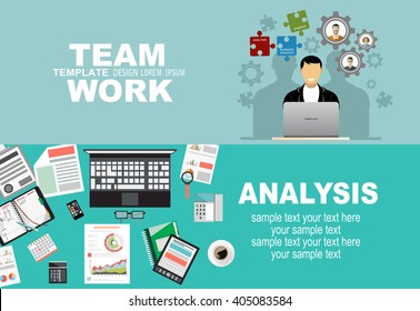 Flat design illustration concepts for business analysis and planning, consulting, team work, project management, financial report and strategy . Concepts web banner and printed materials.