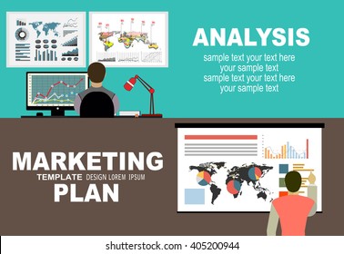 Flat design illustration concepts for business analysis and planning, consulting, team work, project management, financial report and strategy . Concepts web banner and printed materials.