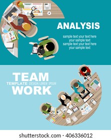 Flat design illustration concepts for business analysis and planning, consulting, team work, project management, financial report and strategy . Concepts web banner and printed materials.