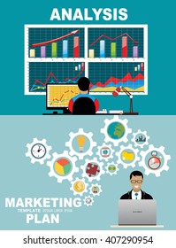 Flat design illustration concepts for business analysis and planning, consulting, team work, project management, financial report and strategy . Concepts web banner and printed materials.